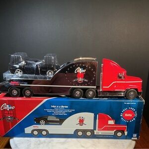 40th Anniversary Red and Black Toy Truck with Trailer